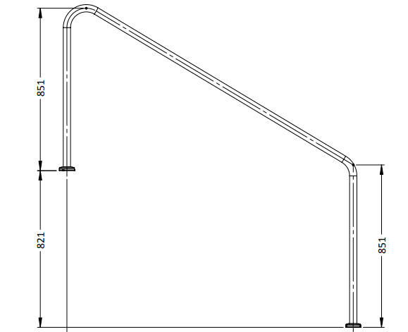 Stair Hand Rail 1500mm Flanged (Single)