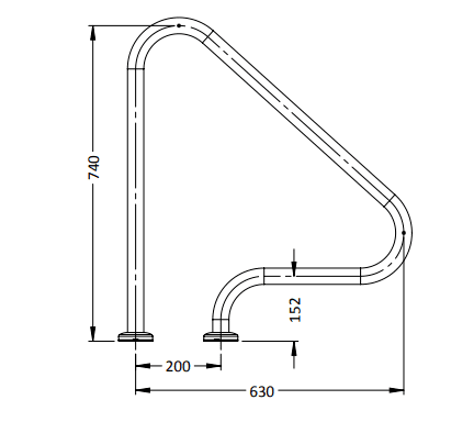 G1 Flanged Figure 4 Grab Rail - Single