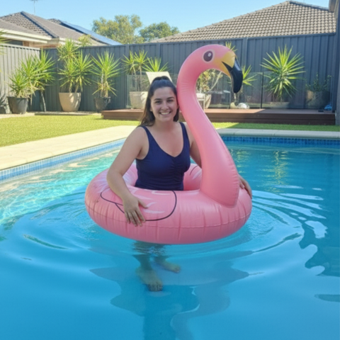 Inflatable Pink Flamingo Swim Ring