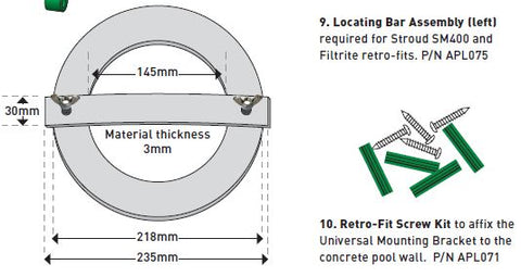 Mounting Kit for Filtrite or Stroud SM400 light conversion