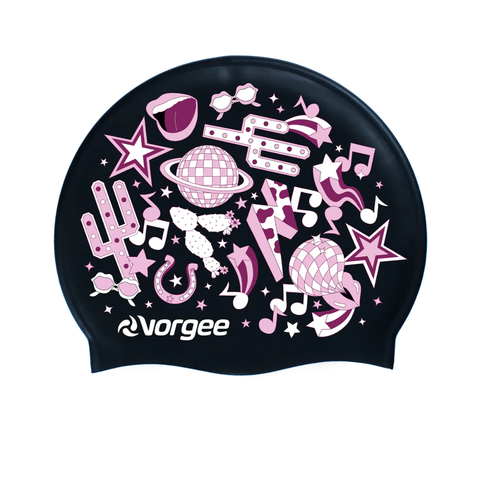 Vorgee Miss Glamour Silicone Swim Cap | Chic Designs | Kids & Teens