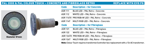 Aquaquip Retro Fit to suit PAL 2000 & Colour Touch Concrete