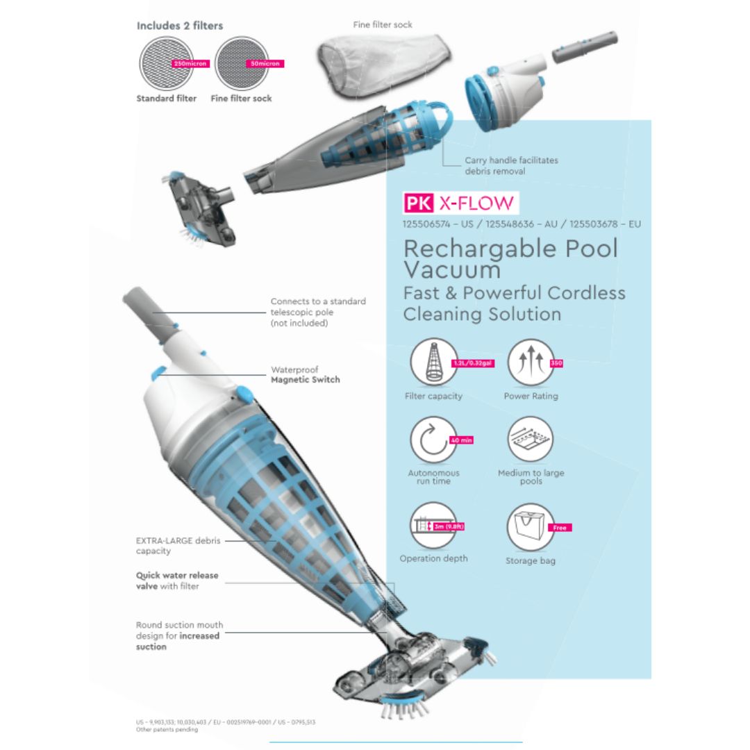 BWT PK X-Flow Vacuum - Rechargeable Pool & Spa Cleaner