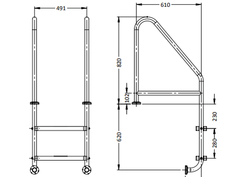 Commercial Pool Ladder. 316 Stainless Steel