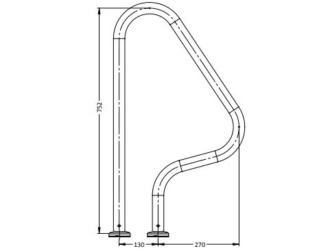 Narrow Figure 4 Flanged Grab Rail - Single