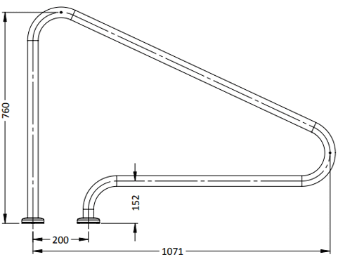 HD Flanged Grab Rail (Single) - For Bolting Down