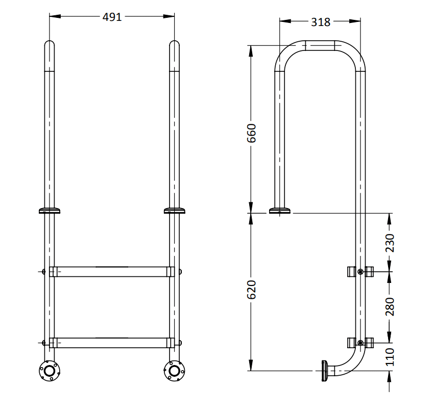 Stainless Steel Ladder Model LU - Durable and Sturdy