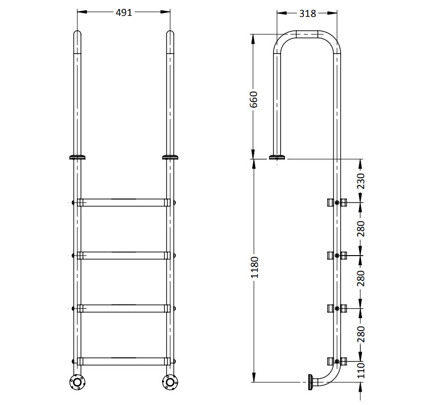 Stainless Steel Ladder Model LU