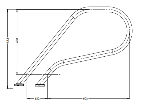 G2 Flanged P Shape Grab Rail - Single - For Bolting down