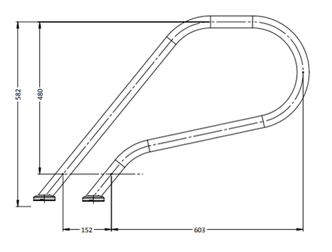 G2 Flanged P Shape Grab Rail - Single - For Bolting down