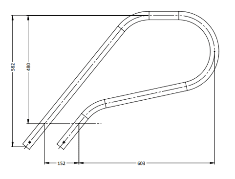 G2 Standard P Shape Grab Rail - Single - For Concreting In