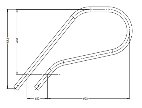 G2 Standard P Shape Grab Rail - Single - For Concreting In