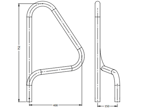 G5 Standard Grab Rail Narrow Spaced Figure 4 - Single - For Concreting In