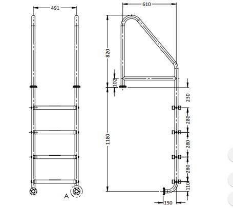 Commercial Pool Ladder. 316 Stainless Steel | Direct Pool Supplies ...