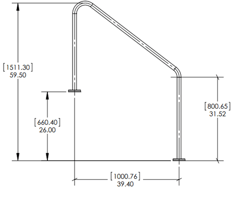 Stair Hand Rail 1000mm Flanged (Single)