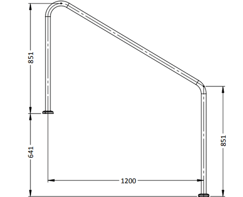 Stair Hand Rail 1200mm Flanged (Single)