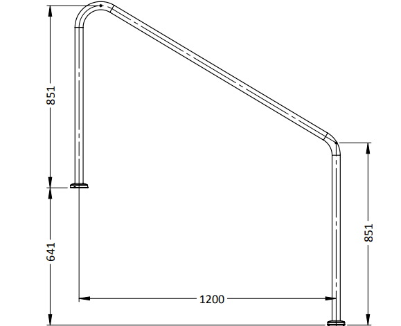 Stair Hand Rail 1200mm Standard (Single)