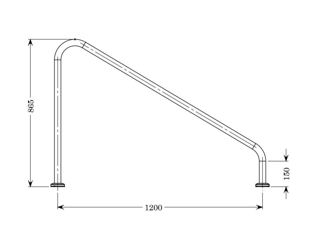 Stainless Steel Wall Hand Rail 1200mm - Flange and Flange-less Options