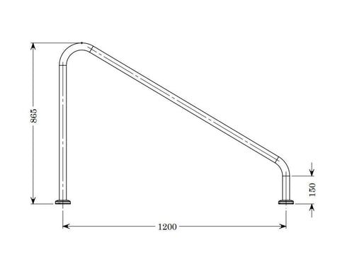 Stainless Steel Wall Hand Rail 1200mm - Flange and Flange-less Options